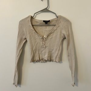 Forever 21 tan lacey crop top